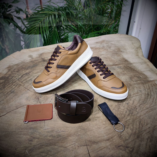 ORIGEN – Donde Empieza tu Estilo | Cuero caramelo con detalles chocolate – CASTAFINA SPORT ESENCIAL (Ref. ZCE-006)