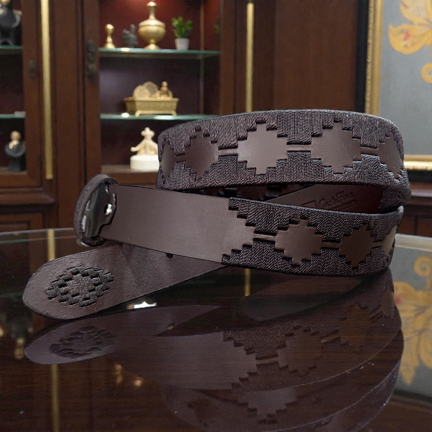 MARRÓN | Cinturón tejido CASTAFINA clásico (Ref. TC-068)