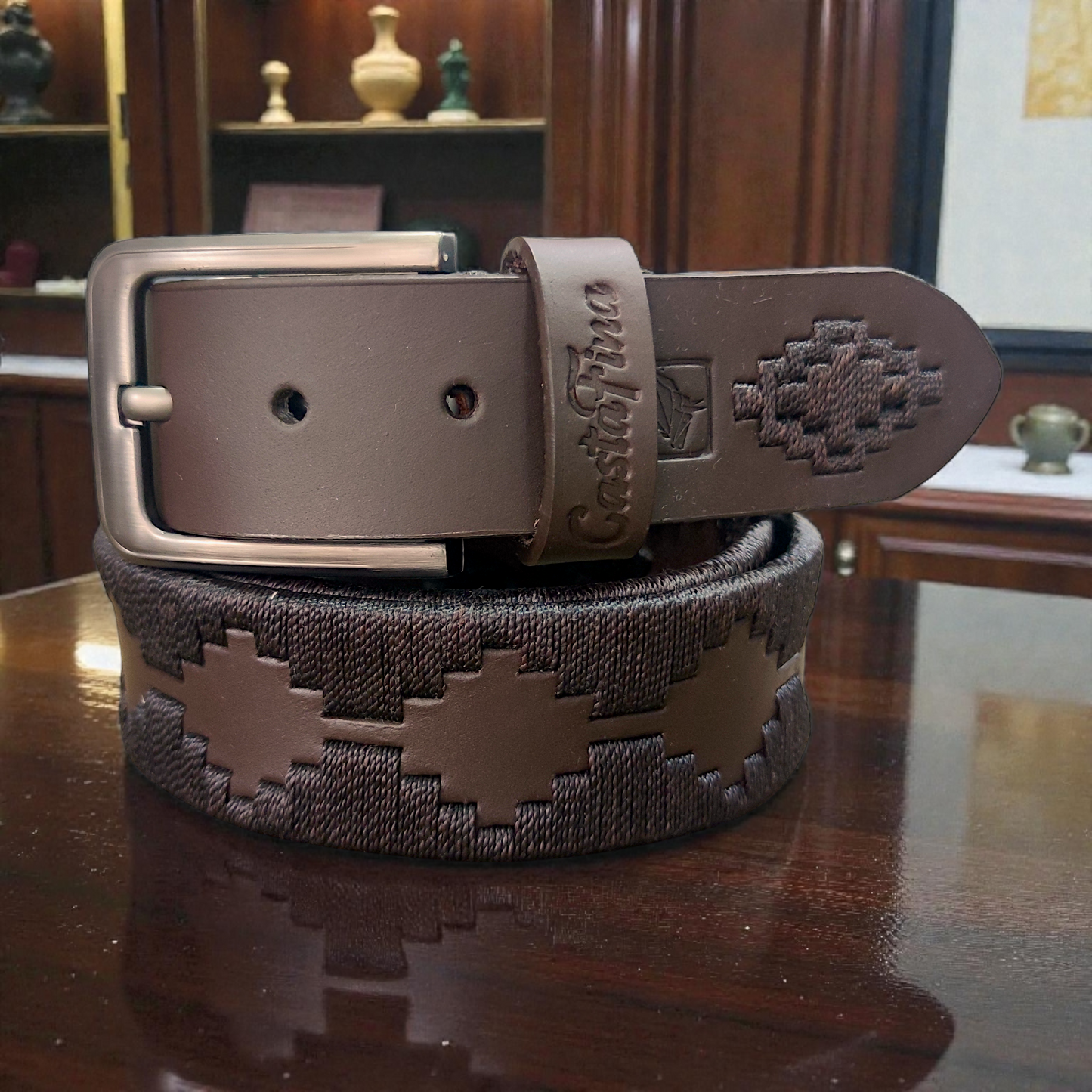 MARRÓN | Cinturón tejido CASTAFINA clásico (Ref. TC-068)